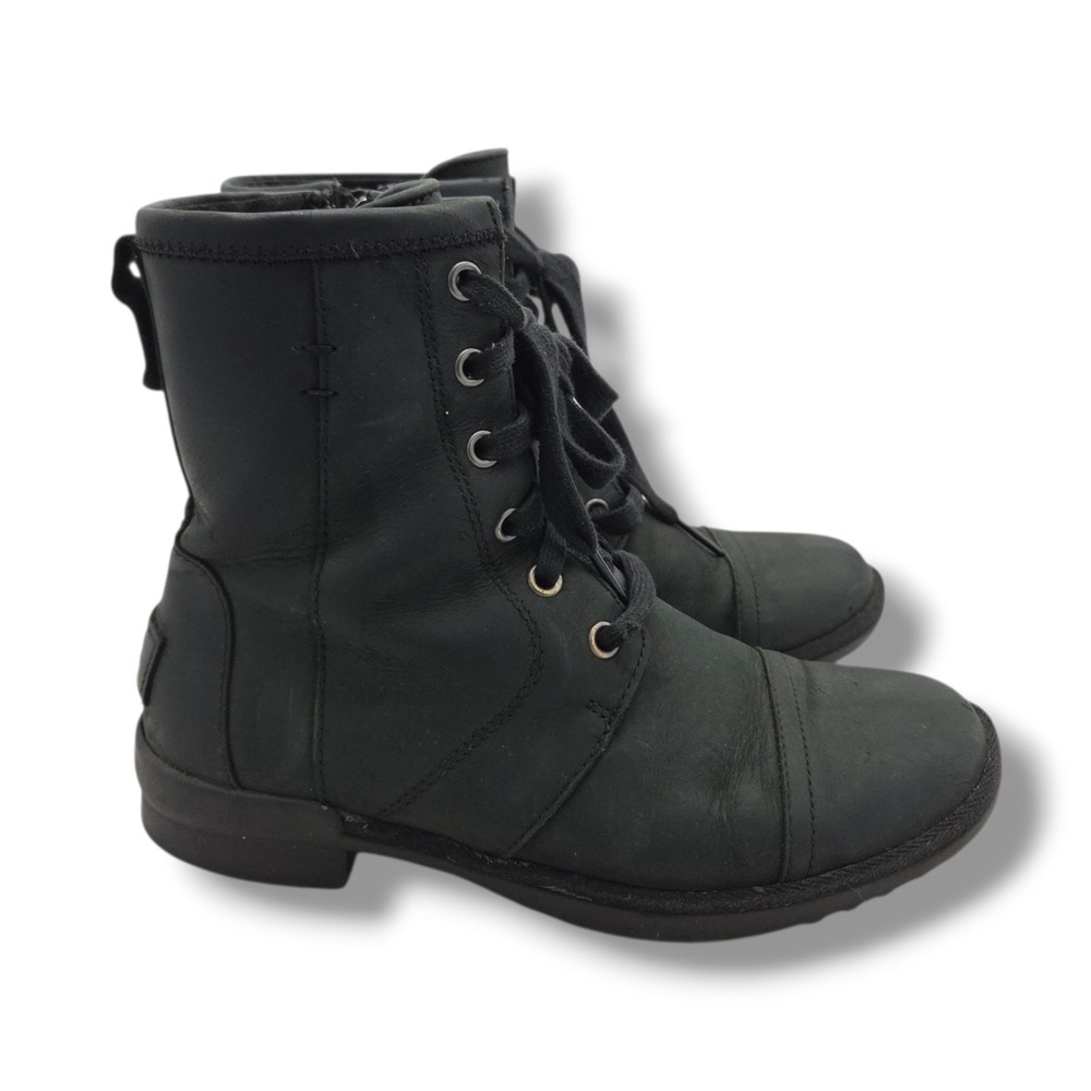 UGG Ashbury Boots Womens 6 Black Waterproof Leather Wool Lined‎ Hiker Combat